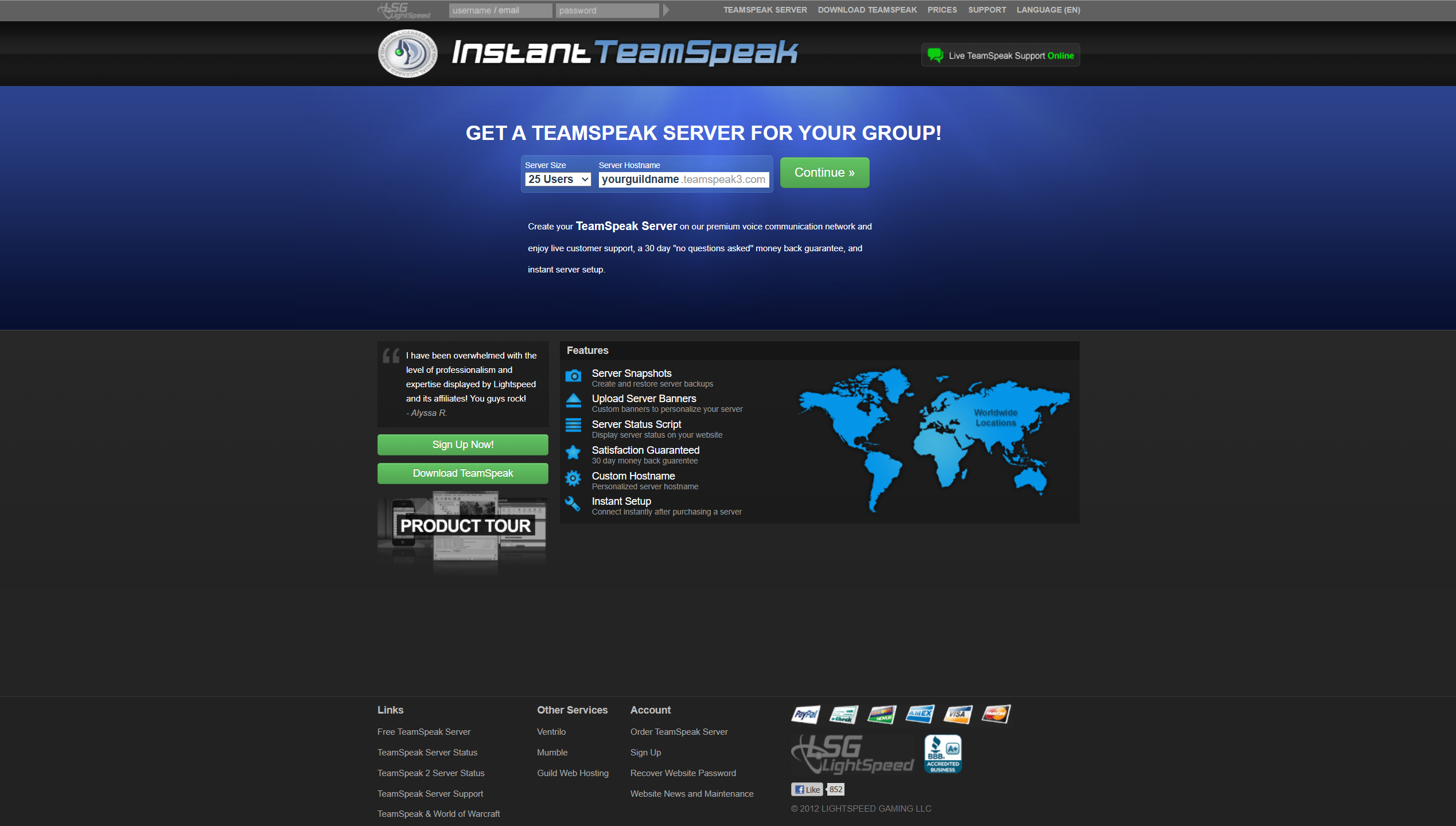 LightSpeed TeamSpeak hosting